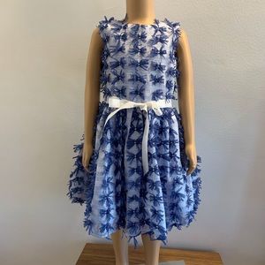 Halabaloo Little Girls Dress In White/Blue NWT.